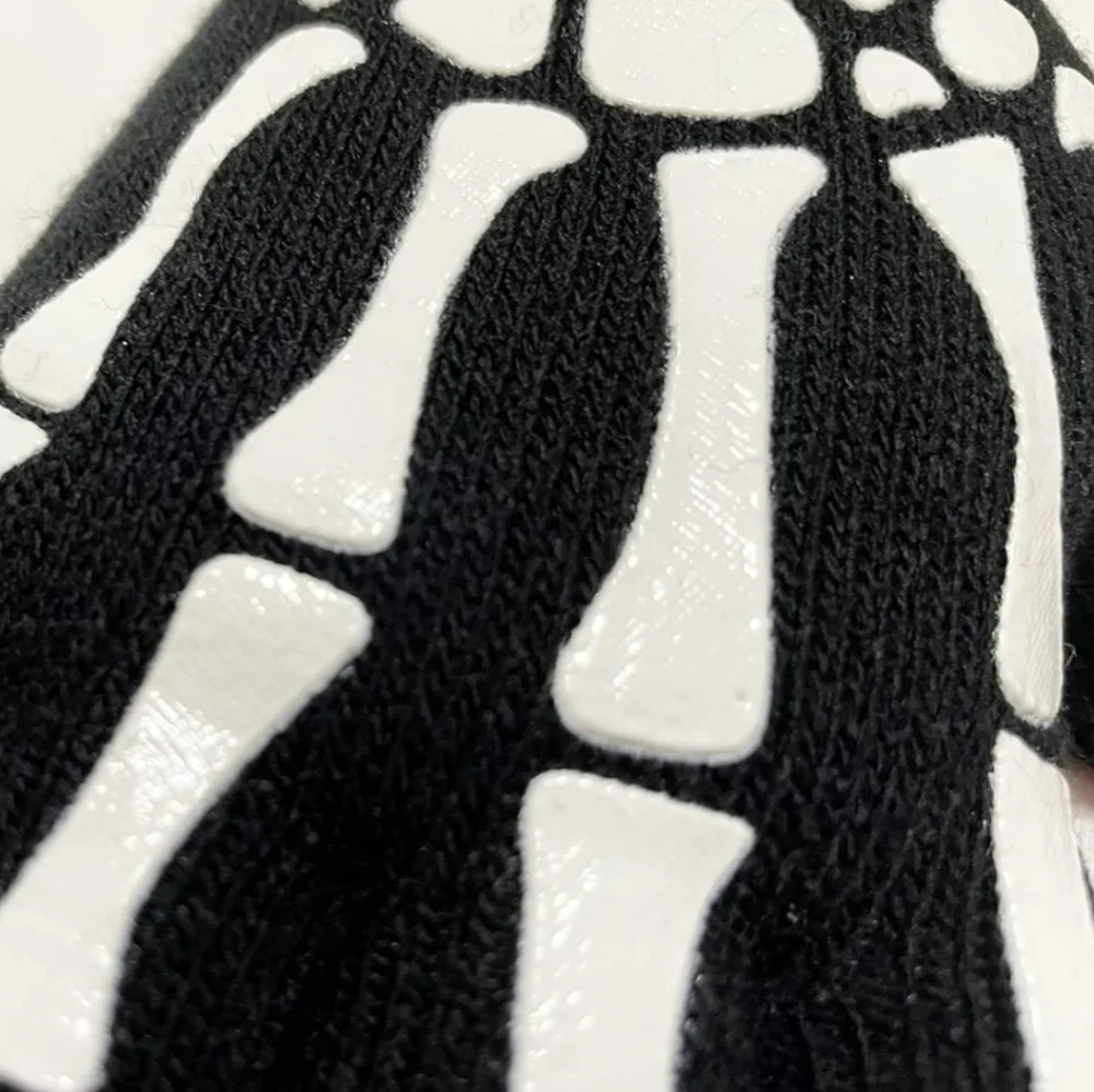 Stretchy Skeleton Gloves Glow in the Dark Stretch Knit Kids and Adult Sizes Goth